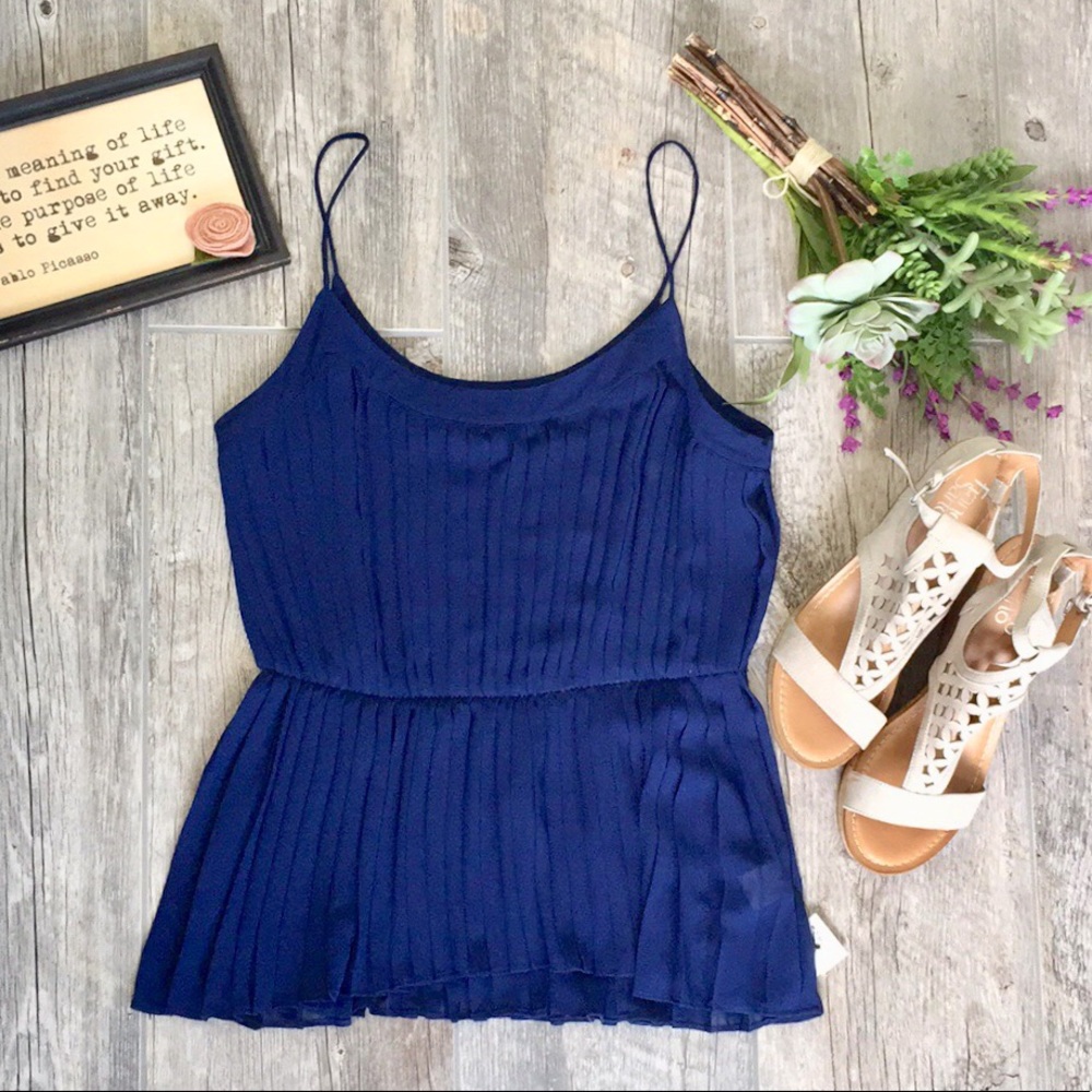 Dressy Navy Pleated Tank